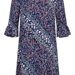 ONLY Kids Mädchen 3/4 Arm Frill Kleid Mit Blumen Muster Evening Blau Rosa