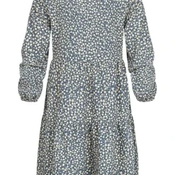 ONLY Damen V-Neck Kleid 7/8 Ärmel Blumen Print Mirage Blau -Diven Art Verkäufe 22010624 2