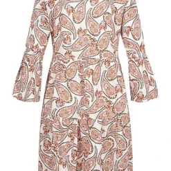 JACQUELINE DE YONG JDY By ONLY Damen 7/8 Arm Viskose V-Neck Kleid Paisley Print Cloud Dancer Weiss Mc -Diven Art Verkäufe 22020114 2