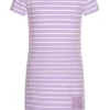ONLY Kids Mädchen T-Shirt Kleid Zipper Hinten Streifen Muster Lila Weiss -Diven Art Verkäufe 22020411