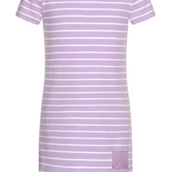 ONLY Kids Mädchen T-Shirt Kleid Zipper Hinten Streifen Muster Lila Weiss
