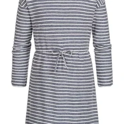 ONLY Kids Mädchen Kleid Mit Langen Ärmeln Dekoschleife Streifen Muster Blau Weiss