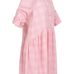 ONLY Damen Volant Kleid Mit Knopfleiste 3/4 Arm Kariert Parfait Rosa -Diven Art Verkäufe 22020566 2