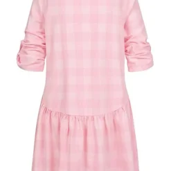 ONLY Damen Volant Kleid Mit Knopfleiste 3/4 Arm Kariert Parfait Rosa -Diven Art Verkäufe 22020566 3