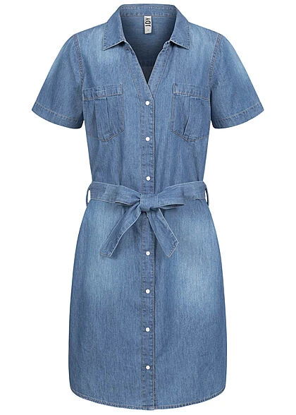 JACQUELINE DE YONG JDY By ONLY Damen Jeans Kleid 2 Brusttaschen Und Bindegürtel Medium Blau Denim 3 JACQUELINE DE YONG JDY By ONLY Damen Jeans Kleid 2 Brusttaschen Und Bindegürtel Medium Blau Denim