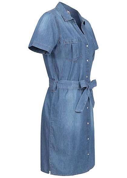 JACQUELINE DE YONG JDY By ONLY Damen Jeans Kleid 2 Brusttaschen Und Bindegürtel Medium Blau Denim 4 JACQUELINE DE YONG JDY By ONLY Damen Jeans Kleid 2 Brusttaschen Und Bindegürtel Medium Blau Denim – Bild 2