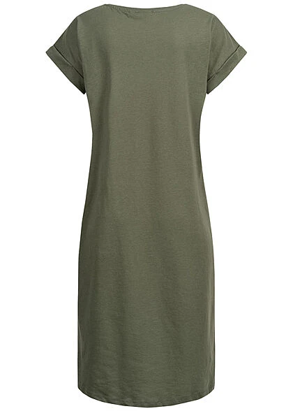 VILA Damen NOOS Midi Kleid Kurzarm Und Rundhals Four Leaf Clover Grün 5 VILA Damen NOOS Midi Kleid Kurzarm Und Rundhals Four Leaf Clover Grün – Bild 3