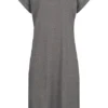 VILA Damen NOOS Midi Kurzarm T-Shirt Kleid Medium Grau Mel.