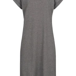 VILA Damen NOOS Midi Kurzarm T-Shirt Kleid Medium Grau Mel.