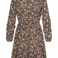 Cloud5ive Damen Volant Kleid Mit Kragen Und Knopfleiste Blumen Print Schwarz -Diven Art Verkäufe 22026194 2