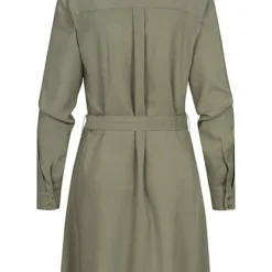 VILA Damen NOOS Langarm Kleid Knopfleiste Und Kragen Mit Bindegürtel Oliv Grün -Diven Art Verkäufe 22030007 2