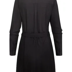 VILA Damen NOOS Langarm Kleid Knopfleiste Und Kragen Mit Bindegürtel Schwarz -Diven Art Verkäufe 22030009 2