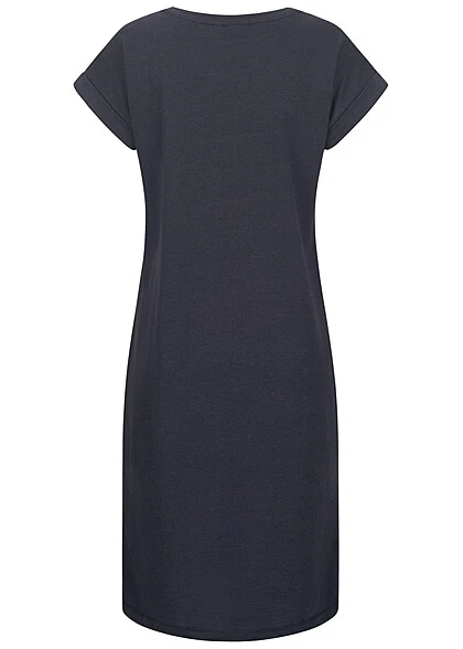VILA Damen NOOS Midi Kleid Kurzarm Und Rundhals Total Eclipse Dunkel Blau 5 VILA Damen NOOS Midi Kleid Kurzarm Und Rundhals Total Eclipse Dunkel Blau – Bild 3