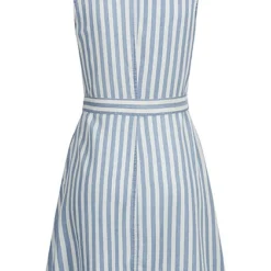 Vero Moda Damen NOOS V-Neck Kleid Ärmellos Mit Bindedetail Knopfleiste Streifen Hell Blau -Diven Art Verkäufe 22030170 2