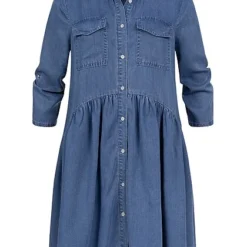 ONLY Damen Jeans Kleid Mit 2 Brusttaschen Und Kragen Medium Blau Denim -Diven Art Verkäufe 22030193 1