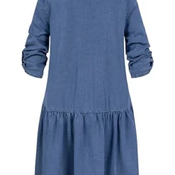 ONLY Damen Jeans Kleid Mit 2 Brusttaschen Und Kragen Medium Blau Denim -Diven Art Verkäufe 22030193 3