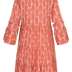 JACQUELINE DE YONG JDY By ONLY Damen Viskose Kleid Mit V-Neck Langarm AOP Persimmon Rosa -Diven Art Verkäufe 22030292 2