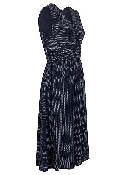 Hotel De Ville Damen Midi Viskose V-Neck Kleid Punkte Muster Navy Blau 4 Hotel De Ville Damen Midi Viskose V-Neck Kleid Punkte Muster Navy Blau – Bild 2