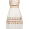 Hotel De Ville Damen Chiffon Kleid Mit Häkelbesatz Vokuhila Inka Print Beige -Diven Art Verkäufe 22030426