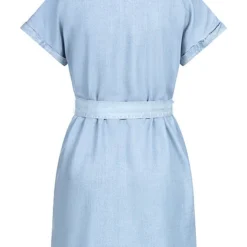 Vero Moda Damen NOOS Kleid Kurzarm Mit V-Neck Und Kragen Inkl. Bindegürtel Blau -Diven Art Verkäufe 22030638 3