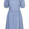 Vero Moda Damen Kleid Mit Kurzen Pufferärmeln Medium Blau Denim