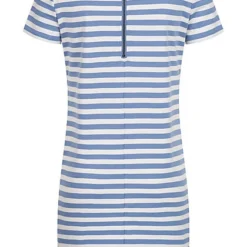 VILA Damen NOOS Kleid Kurzarm Und Zipper Hinten Streifen English Manor Blau -Diven Art Verkäufe 22030703 2