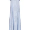 ONLY Damen NOOS Midi Kleid Mit Rüschenausschnitt U-Form Streifen Cloud Dancer Blau -Diven Art Verkäufe 22030926