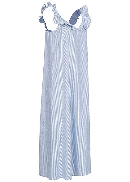 ONLY Damen NOOS Midi Kleid Mit Rüschenausschnitt U-Form Streifen Cloud Dancer Blau 4 ONLY Damen NOOS Midi Kleid Mit Rüschenausschnitt U-Form Streifen Cloud Dancer Blau – Bild 2