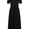ONLY Damen Midi Peplum Jersey Kurzarm Kleid Mit Rüschen Schwarz