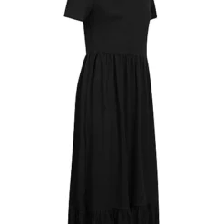 ONLY Damen Midi Peplum Jersey Kurzarm Kleid Mit Rüschen Schwarz -Diven Art Verkäufe 22030948 1