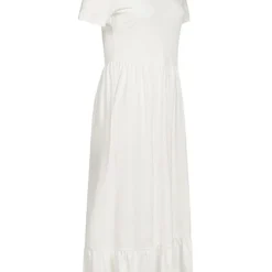 ONLY Damen Midi Peplum Jersey Kurzarm Kleid Mit Rüschen Cloud Dancer Weiss -Diven Art Verkäufe 22030949 1