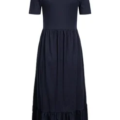 ONLY Damen Midi Peplum Jersey Kurzarm Kleid Mit Rüschen Night Sky Navy Blau -Diven Art Verkäufe 22030950 2