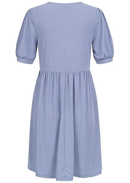 VILA Damen 1/2 Arm V-Neck Struktur Kleid English Manor Blau 5 VILA Damen 1/2 Arm V-Neck Struktur Kleid English Manor Blau – Bild 3