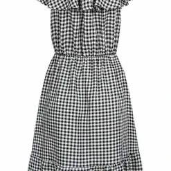 Cloud5ive Damen Volant Kleid Tailliert Mit Karo Muster Schwarz Weiss -Diven Art Verkäufe 22036244 2