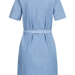 JACQUELINE DE YONG JDY By ONLY Damen NOOS Kleid Knopfleiste Und Bindegürtel 2 Pockets Hell Blau Denim -Diven Art Verkäufe 22040019 2