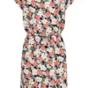 ONLY Damen Viskose Kleid Mit Bindedetail Tailliert Spring Flower Print Schwarz -Diven Art Verkäufe 22040033