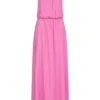 ONLY Damen Longform Viskose Kleid Mit Rundhals Super Pink