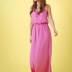 ONLY Damen Longform Viskose Kleid Mit Rundhals Super Pink -Diven Art Verkäufe 22040037 3