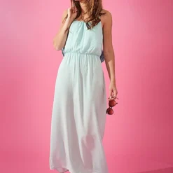 ONLY Damen Longform Viskose Kleid Mit Rundhals Hell Türkis -Diven Art Verkäufe 22040039 3