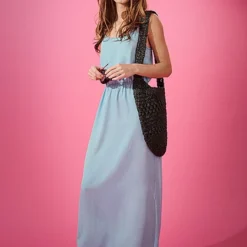 ONLY Damen Longform Kleid Im Denim Look Tailliert Hell Blau Denim -Diven Art Verkäufe 22040040 3