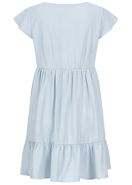 ONLY Damen Viskose Kleid Mit Flügelärmeln Und Volant V-Neck Cashmere Blau 5 ONLY Damen Viskose Kleid Mit Flügelärmeln Und Volant V-Neck Cashmere Blau – Bild 3