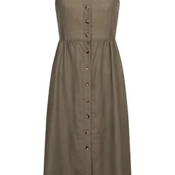 JACQUELINE DE YONG JDY By ONLY Damen Kurzes Leinen Kleid Mit Knopfleiste Kalamata Oliv Grün