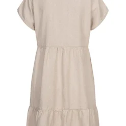 JACQUELINE DE YONG JDY By ONLY Damen Leinen Blusen Kleid Mit Knopfleiste Stufenoptik Oatmeal Beige -Diven Art Verkäufe 22040118 2