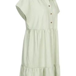 JACQUELINE DE YONG JDY By ONLY Damen Leinen Blusen Kleid Mit Knopfleiste Stufenoptik Desert Sage Grün -Diven Art Verkäufe 22040119 1