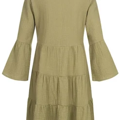 JACQUELINE DE YONG JDY By ONLY Damen 7/8 Arm V-Neck Struktur Kleid Tunika Weiter Schnitt Sage Grün -Diven Art Verkäufe 22040120 2