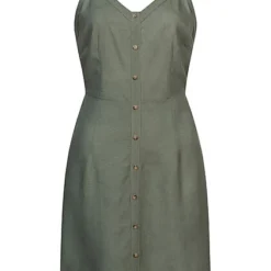 Vero Moda Damen V-Neck Kleid Mit Deko Knopfleiste Wreath Dunkel Grün