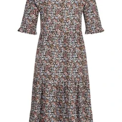 Vero Moda Damen Viscose Kleid Mit Knopfleiste Und V-Neck Blumen Print Schwarz Multic. -Diven Art Verkäufe 22040381 2