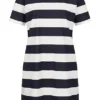 ONLY Damen T-Shirt Kleid Mit Rundhals Und Streifen Navy Blau Weiss