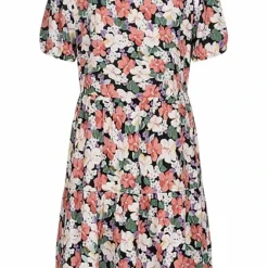ONLY Damen Volant Kleid Mit V-Neck Und Blumen Print Schwarz Multicolor -Diven Art Verkäufe 22040514 2