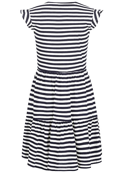 ONLY Damen Sommer Kleid Mit Cap-Sleeves & Streifen Muster V-Neck Night Sky Navy Weiss 5 ONLY Damen Sommer Kleid Mit Cap-Sleeves & Streifen Muster V-Neck Night Sky Navy Weiss – Bild 3